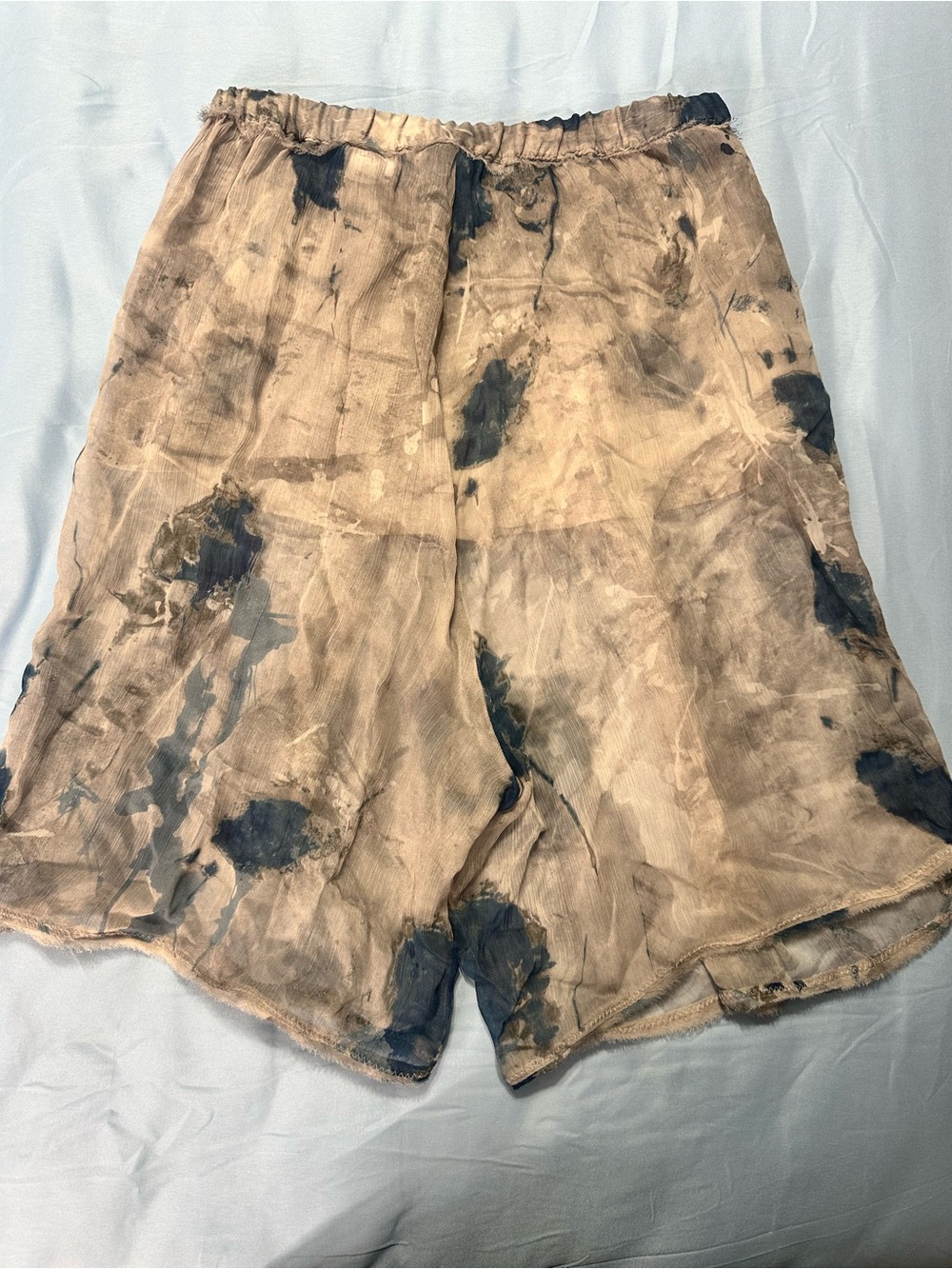 Zara Beige Navy Abstract Floral Bermuda Shorts XS NWT - Picture 3 of 8